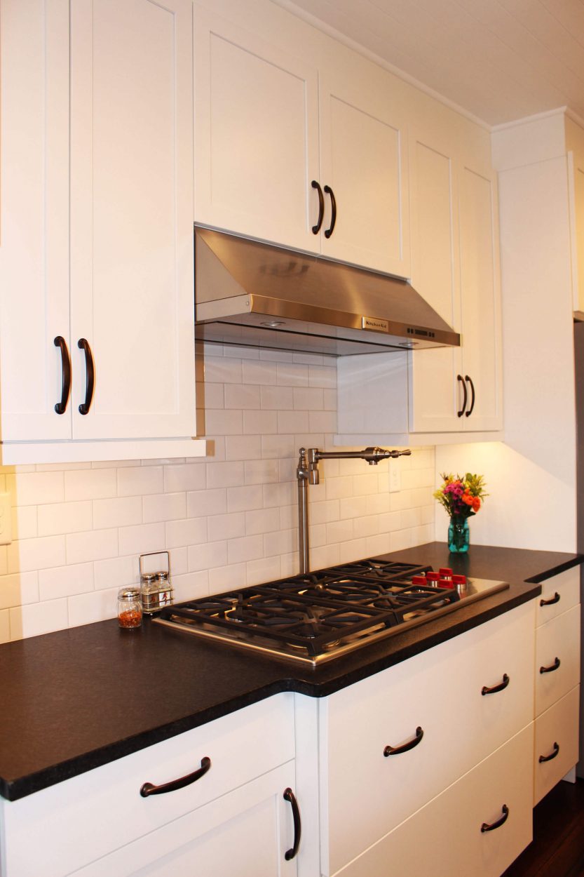 White kitchen cabinets and cooktop Frederick MD