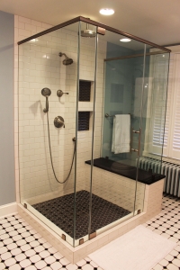 Master bath enclosed tiled shower Frederick MD